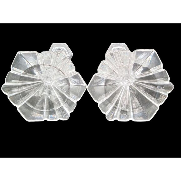 Candlestick Holders Clear 7 Inch Set 2 Elegant Design Vintage Glass Crystalline - Picture 10 of 14
